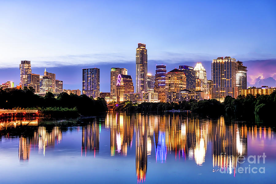 Stormy Austin Skyline Night Photograph by Bee Creek Photography - Tod ...