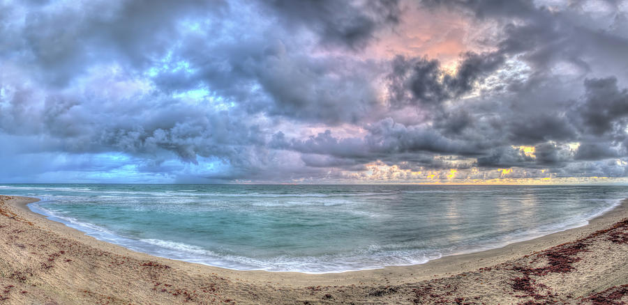 Stormy Beach Sunrise Photograph by Carolyn Hutchins