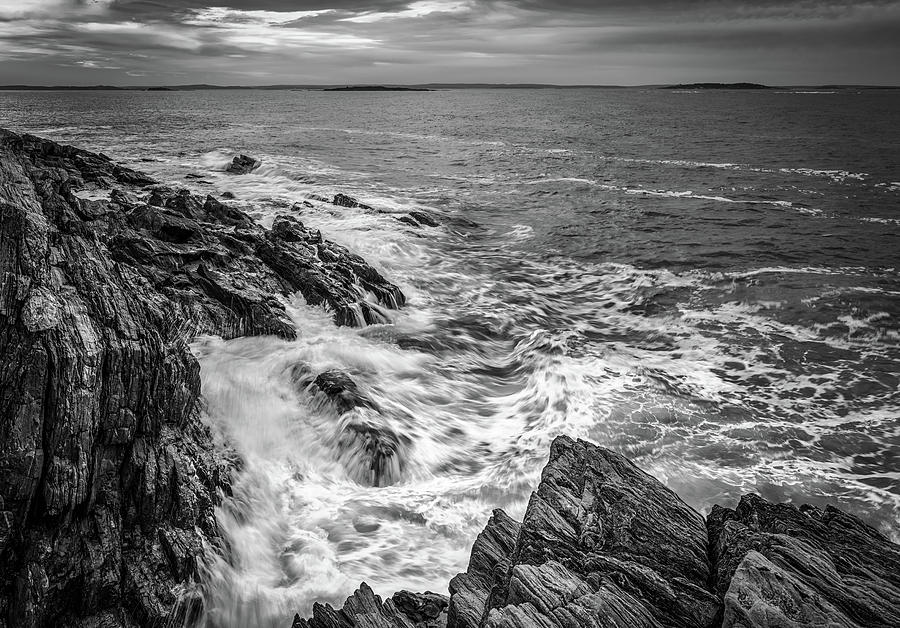 Black And White Photograph - Stormy Dawn at Giants Stairs in Black and White by Kristen Wilkinson