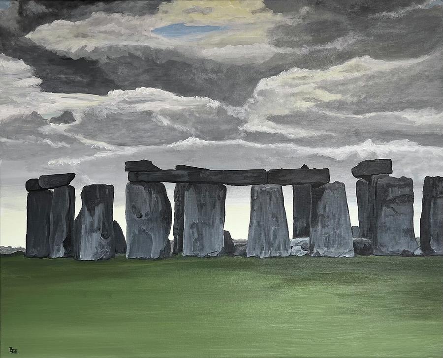 Stormy Day at Stone Henge Painting by Boots Quimby