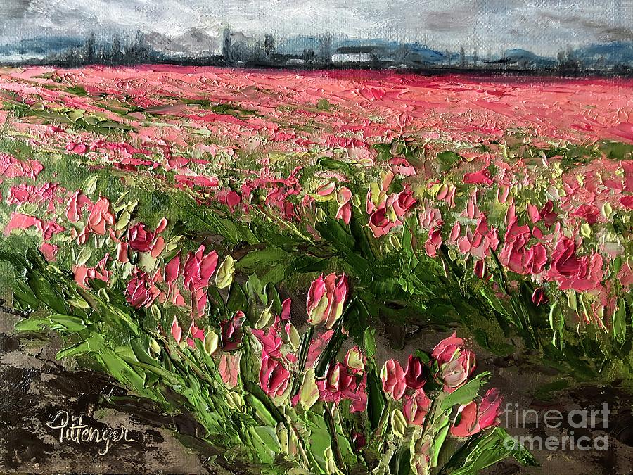 Tulips Painting - Stormy Day Tulips by Lori Pittenger