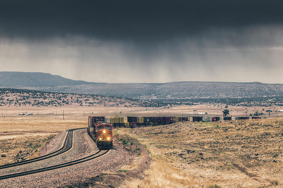 Stormy Desert Railroad Photograph by Ray Devlin