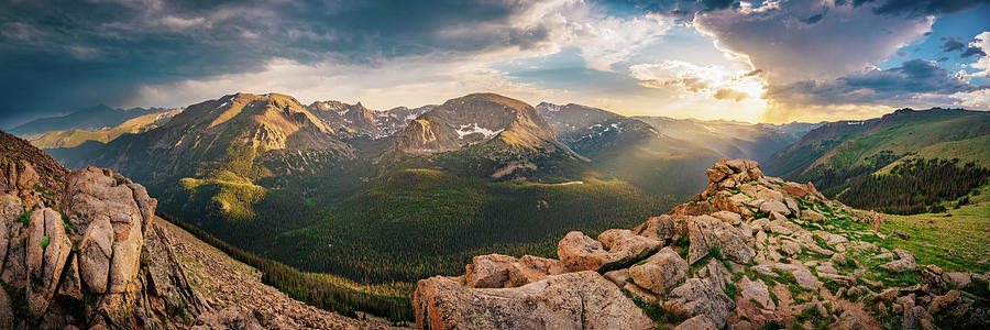 Stormy Evening in the Rocky Mountains Pano Photograph by Rose and Charles Cox