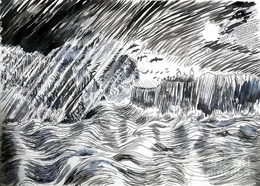 Stormy Halloween Drawing by James McCormack