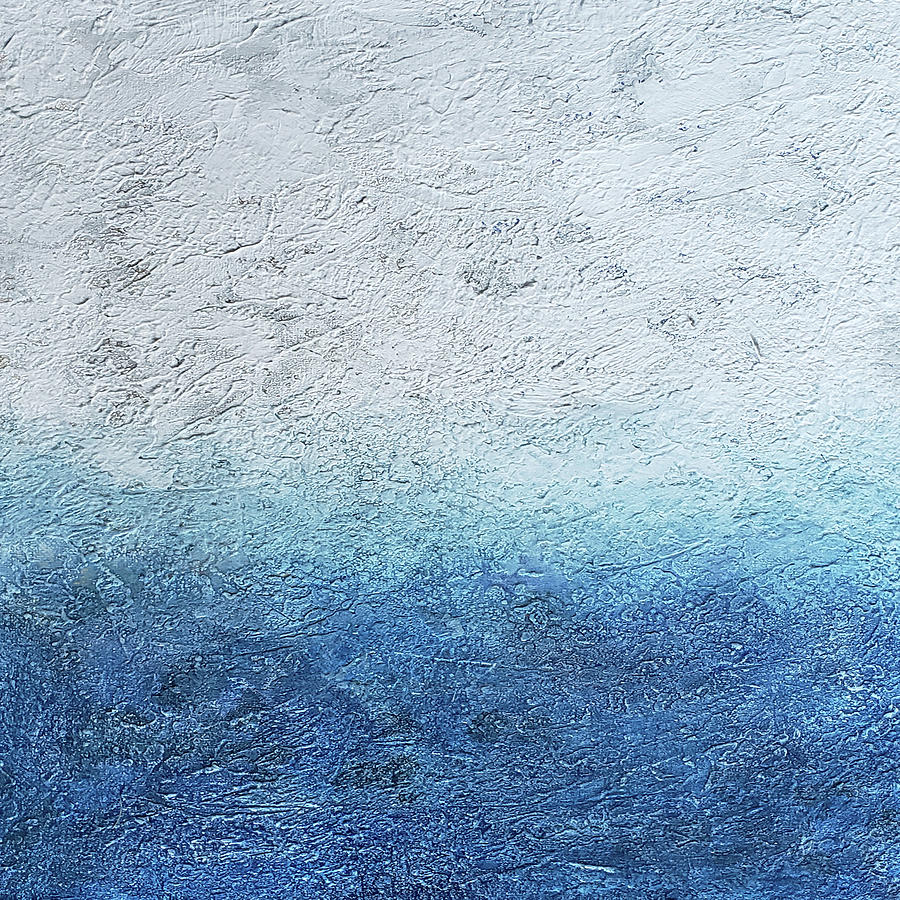 Stormy Horizon Coastal Abstract In Blue And White Painting