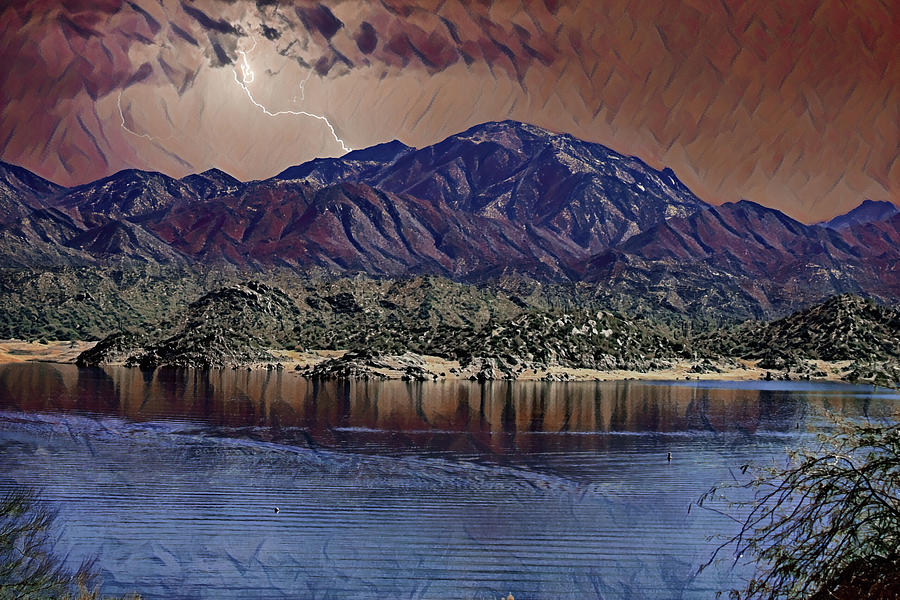 Stormy Monday at Bartlett Lake Digital Art by Larry Nader