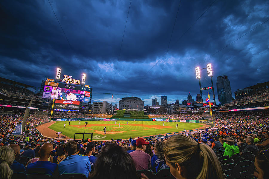 Stormy night at Comerica Park Photograph by Jay Smith