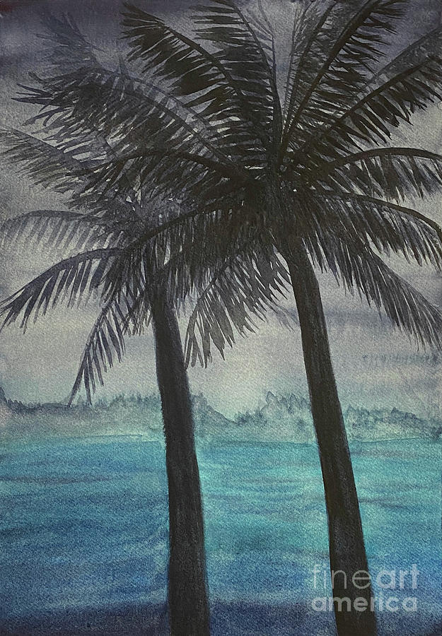 Stormy Palm Trees Painting by Lisa Neuman