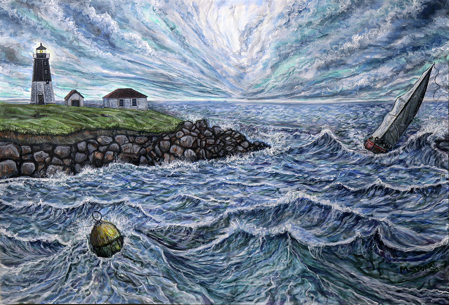 Seascape Painting - Stormy Point Judith by Matthew Stuart