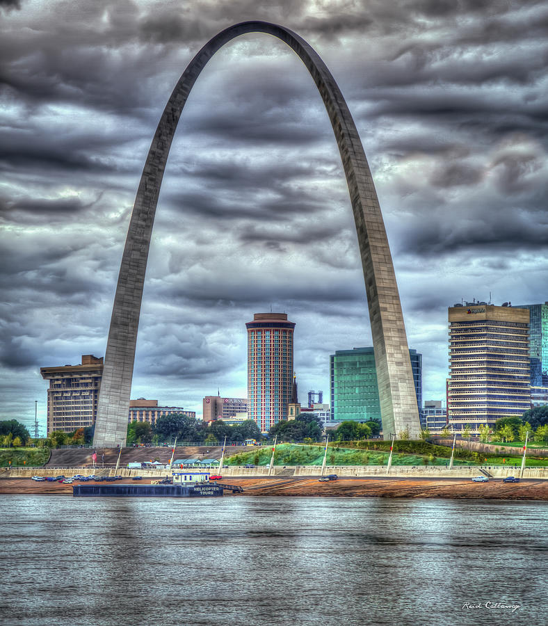 Stormy River View Gateway Arch St Louis Missouri Cityscape Art Photograph by Reid Callaway