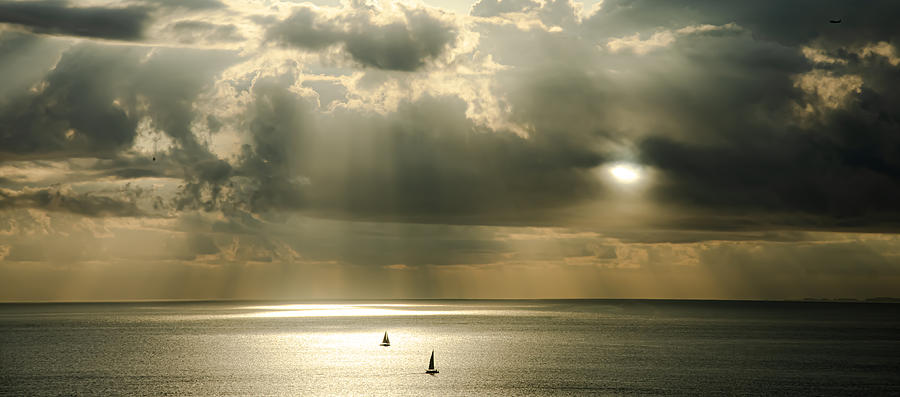 Sunset Photograph - Stormy Sailing by Sabrina Hall