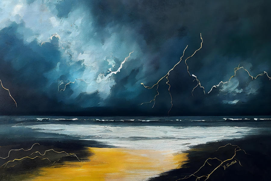 Stormy Seacoast Painting by Jirka Svetlik