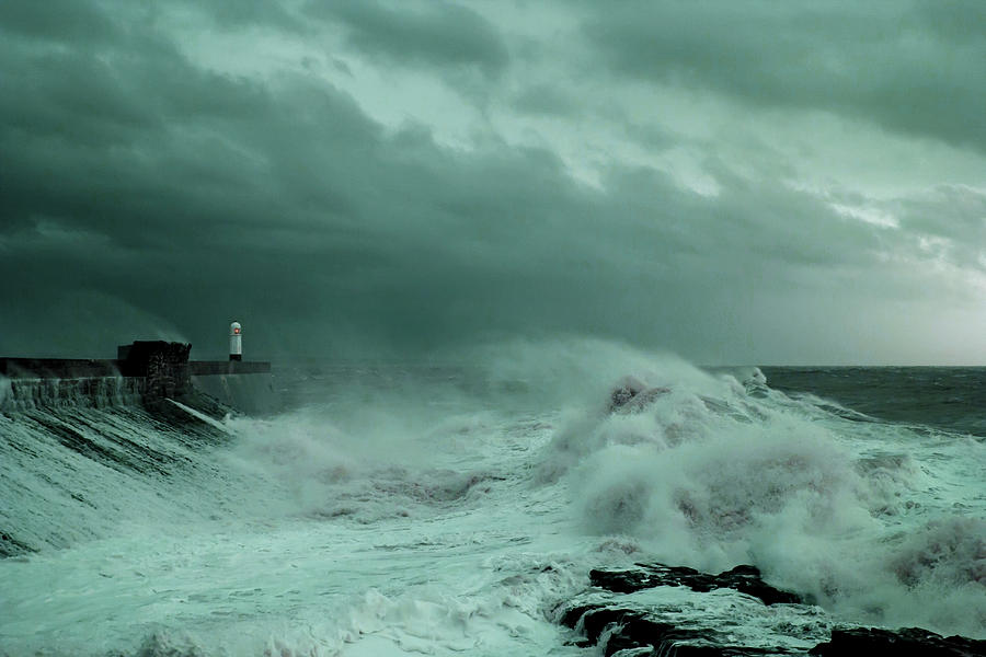 Stormy Seas At Porthcawl Lighthouse Surreal Art By Ahmet Asar Digital