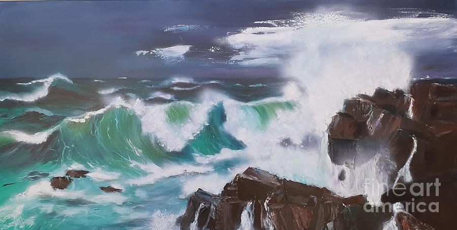 Stormy Seas Painting by Almeta Lennon