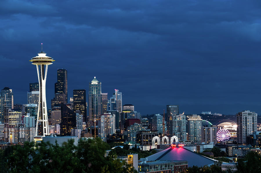 Seattle Photograph - Stormy Seattle Evening by Larry Marshall