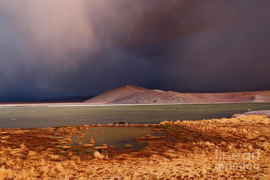 Stormy skies at sunset Laguna Santa Rosa Chile Photograph by James Brunker