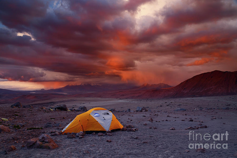 Stormy Skies Over Guallatiri Base Camp Chile Photograph by James Brunker