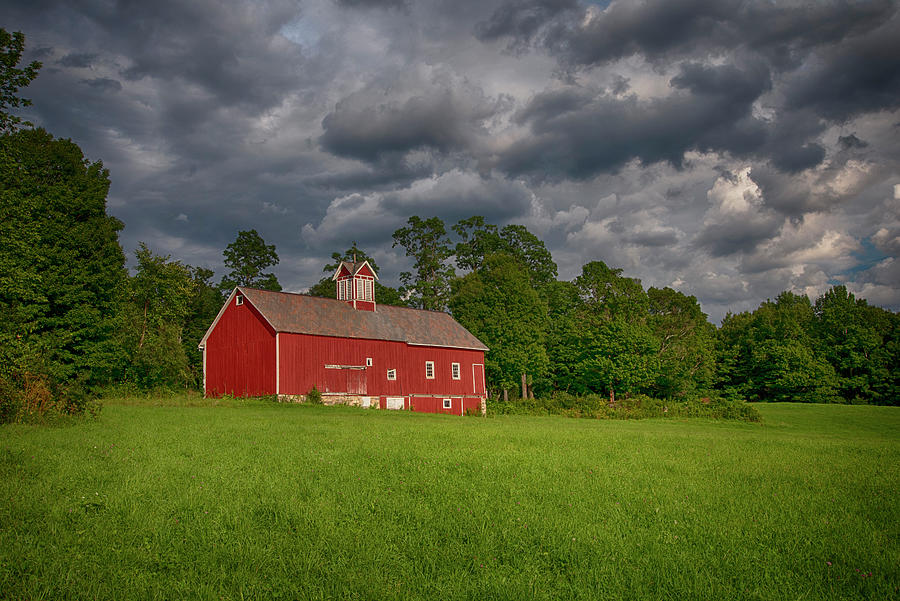 Stormy Skies Over Red Barn Photograph