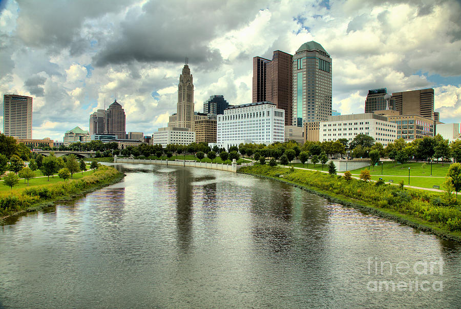 Stormy Skies Over The Columbus Skyline Photograph by Adam Jewell