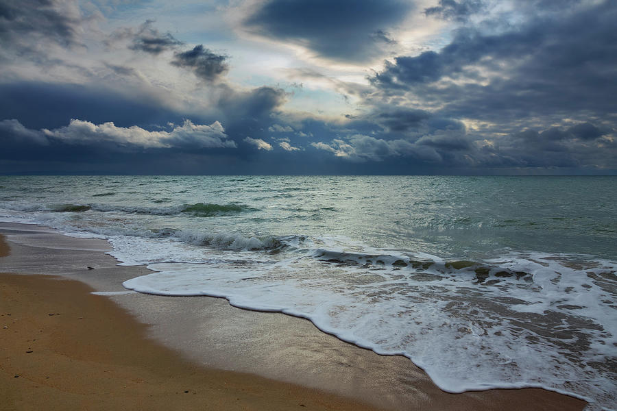 Stormy Sky Over Sea And Sandy Beach Photograph by Mikhail Kokhanchikov