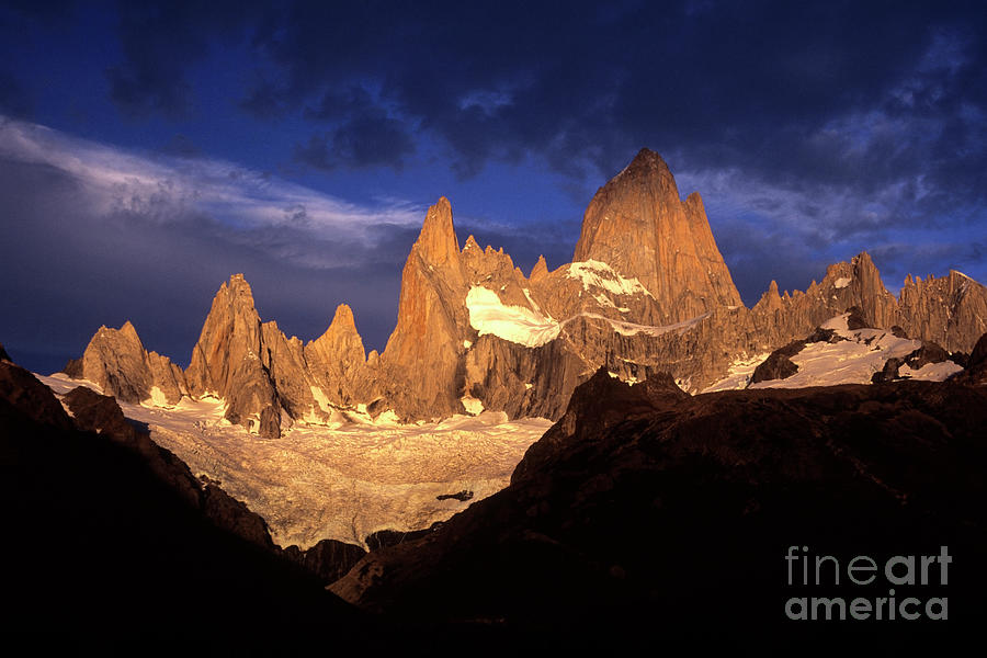 Stormy sunrise over Mt FitzRoy Patagonia Argentina Photograph by James Brunker