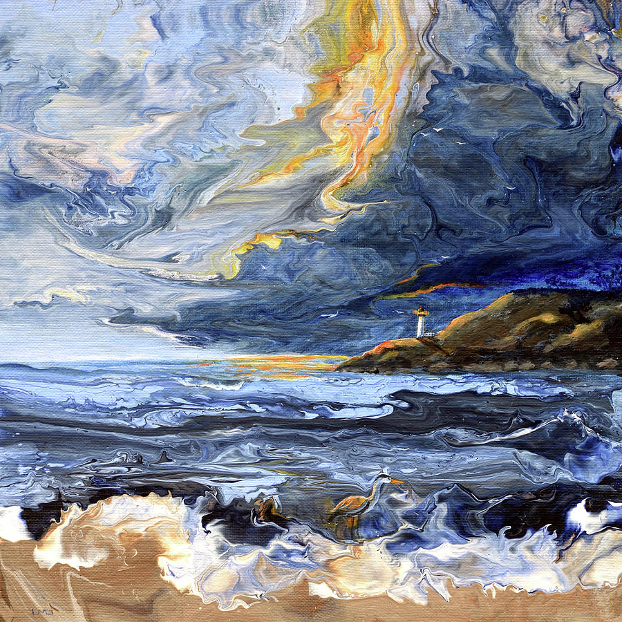 Stormy Sunset in Newport Painting by Laura Iverson
