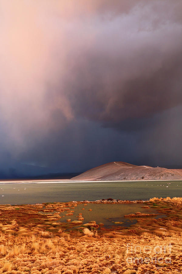 Stormy sunset Laguna Santa Rosa Chile Photograph by James Brunker