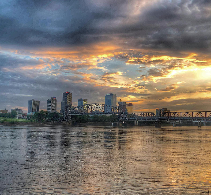 Stormy Sunset over Little Rock Photograph by Michael Dean Shelton