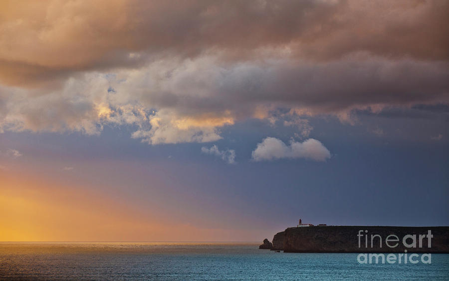 Stormy sunset over Cape st Vincent, Sagres, Algarve, Portugal Photograph by Neale And Judith Clark
