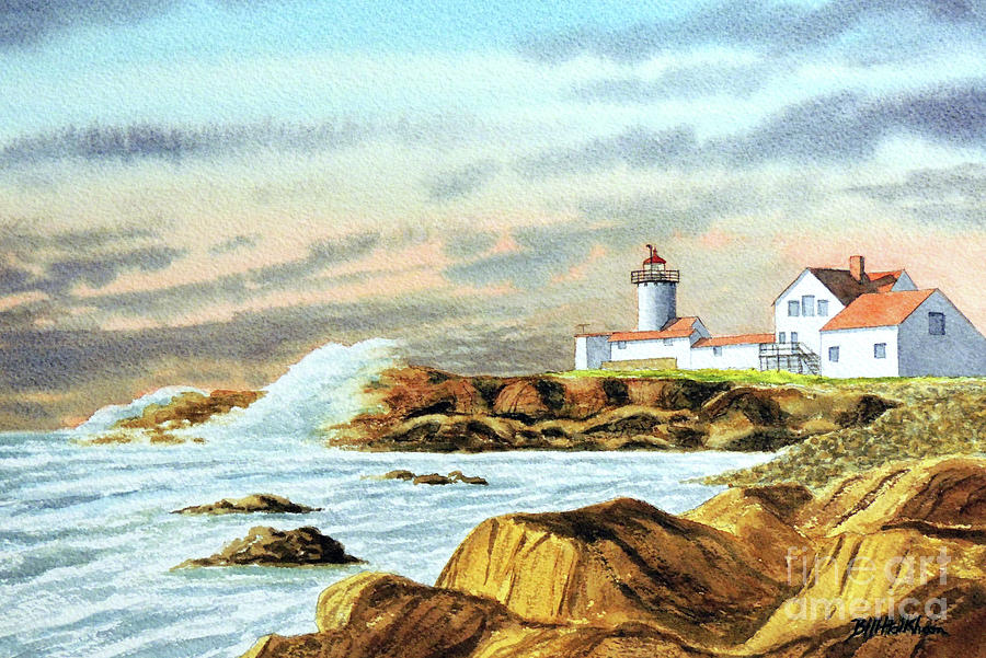 Stormy Weather Eastern Point Lighthouse Gloucester MA Painting by Bill Holkham
