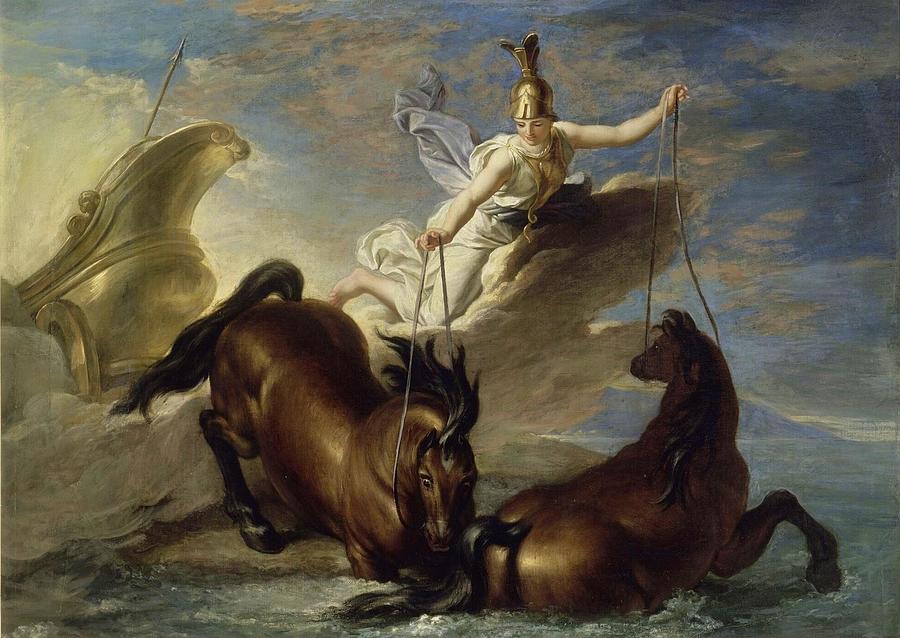 Story of Minerva - Minerva Watering her Horses into the Sea Painting by ...