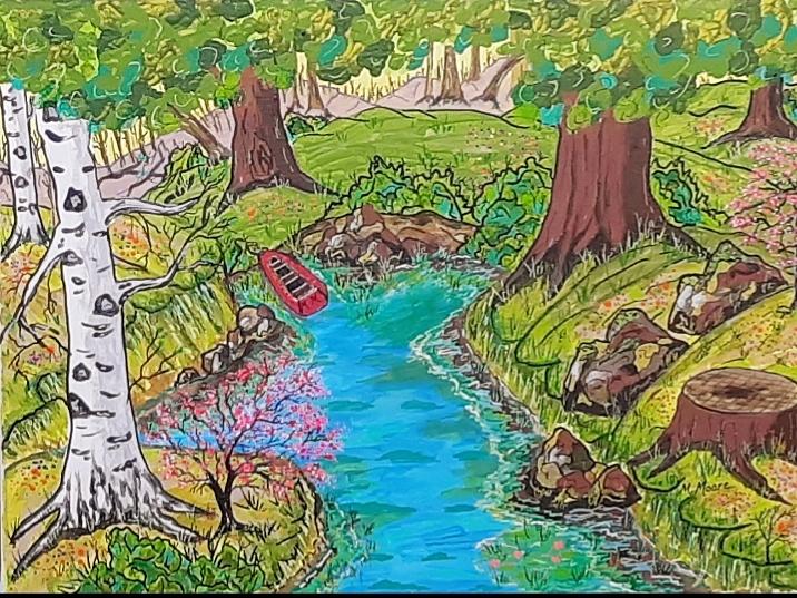 Storybook Lake Painting by Marlene Moore