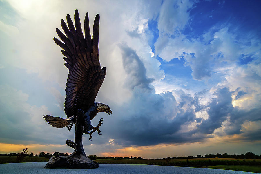 Stoughton Veterans Memorial - Eagle and Cloud Eagle Photograph by Peter Herman