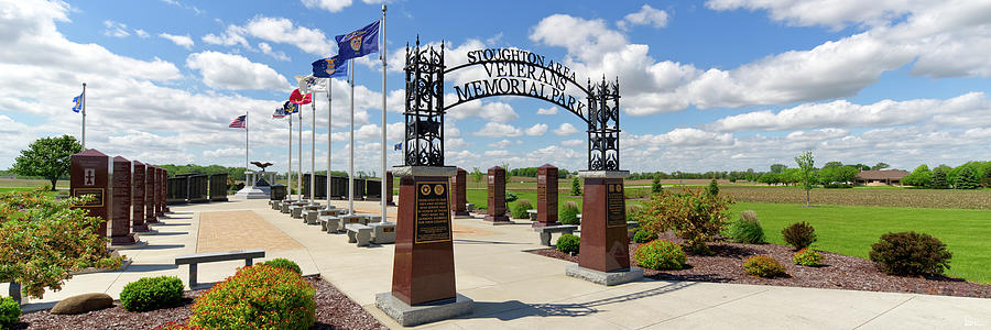 Stoughton Veterans Memorial - front view panoramic Photograph by Peter Herman