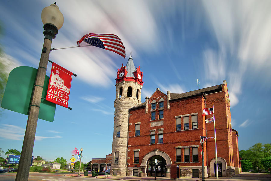 Stoughton WI City Hall and Opera House with iconic clock tower Photograph by Peter Herman