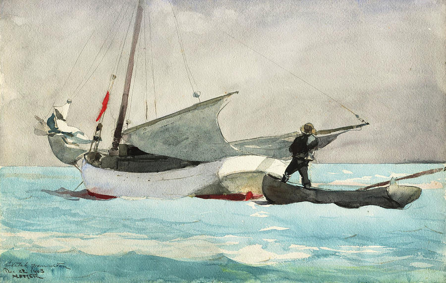 Stowing Sail, 1903 Painting by Winslow Homer