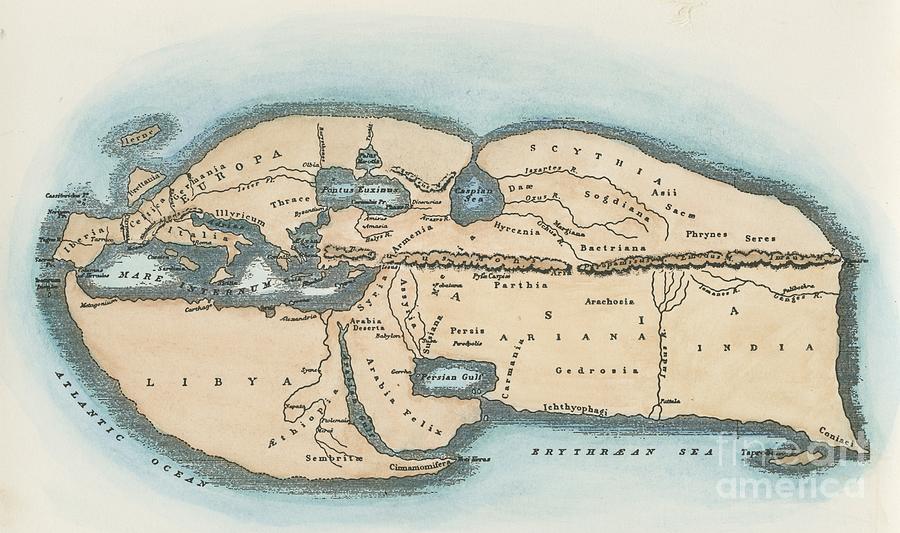 STRABO WORLD MAP, c20 A.D Drawing by Granger