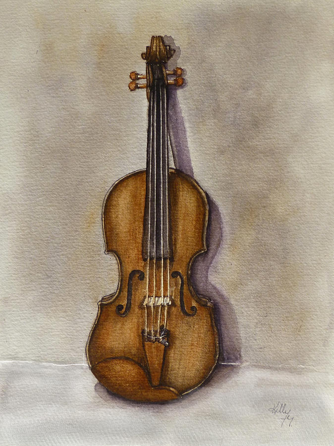 Stradivarius Violin Painting by Kelly Mills