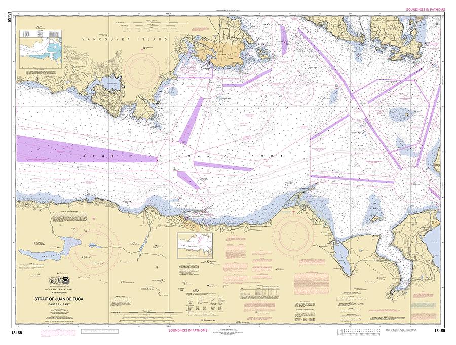 Strait Of Juan De Fuca Eastern Part Washington Noaa Chart 18465   Strait Of Juan De Fuca Eastern Part Washington Noaa Chart 18465 Nautical Chartworks 