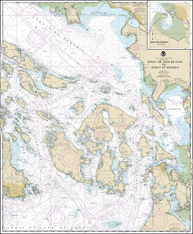 Strait of Juan de Fuca to Strait of Georgia Nautical Chart 18421 ...