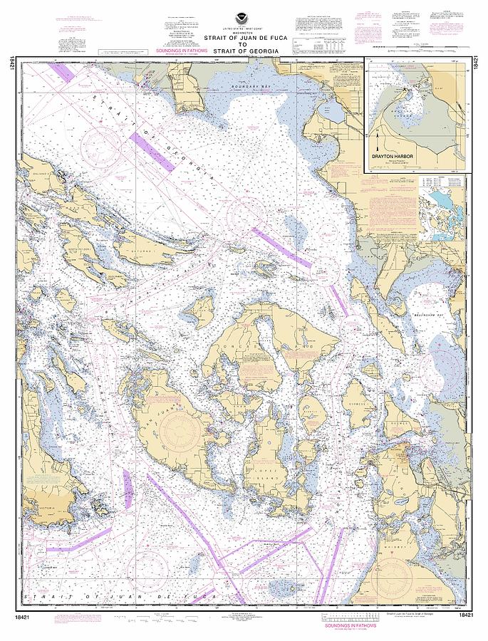 Strait Of Juan De Fuca To Strait Of Georgia Washington, Noaa Chart ...