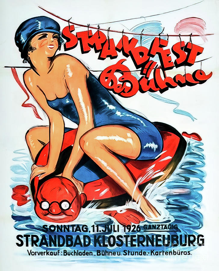 Strandbad Klosterneuburg Amusement Park Poster 1926 Drawing by M G Whittingham Strandbad Klosterneuburg Amusement Park Poster 1926 Drawing by M G Whittingham