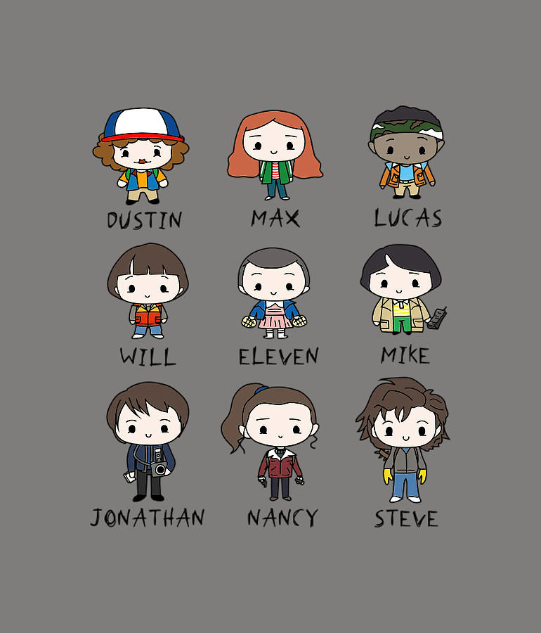 Stranger Things Kids Fan Art Chibis Painting by Grace Hunter Fine Art