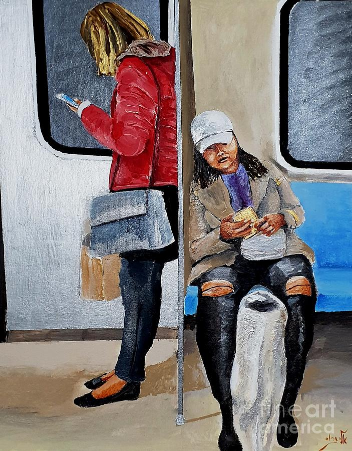 Strangers on a train Painting by Eli Gross