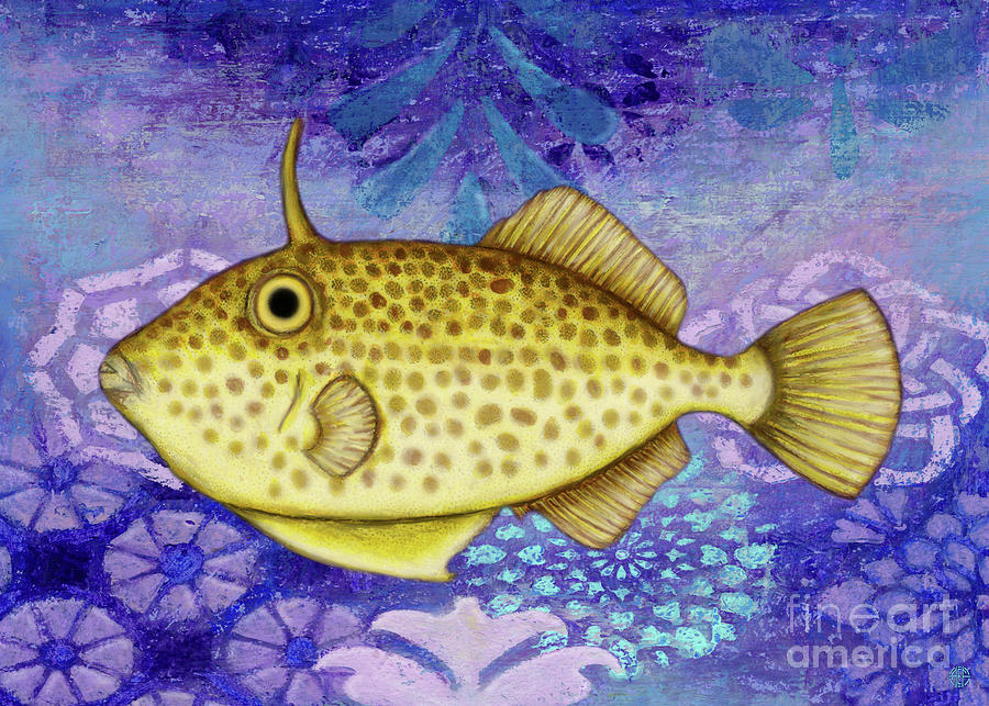 Strapweed Filefish Abstract Waterscape Painting by Amy E Fraser