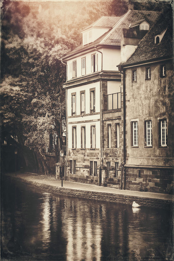 Strasbourg France European Canal Scenes Vintage Sepia  Photograph by Carol Japp
