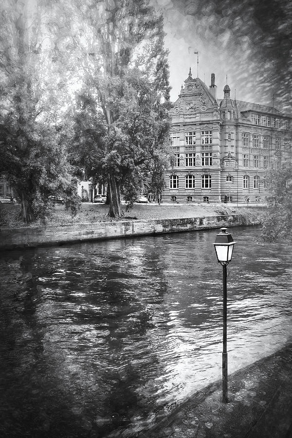 Strasbourg France Scenic Canals Black and White  Photograph by Carol Japp