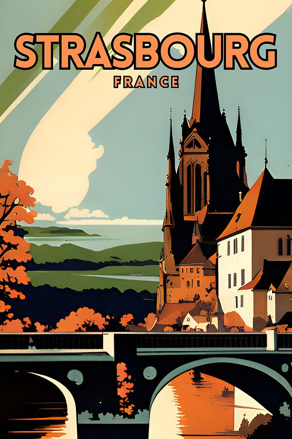 Strasbourg France Vintage Travel Digital Art by Aesthetics Store Strasbourg France Vintage Travel Digital Art by Aesthetics Store