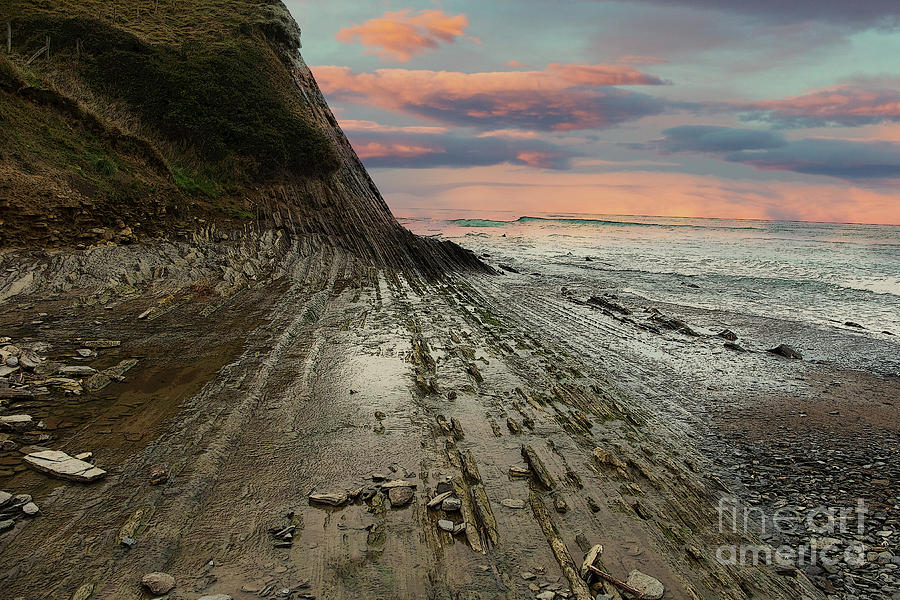 Strata Beach Sunset Digital Art by Deb Nakano