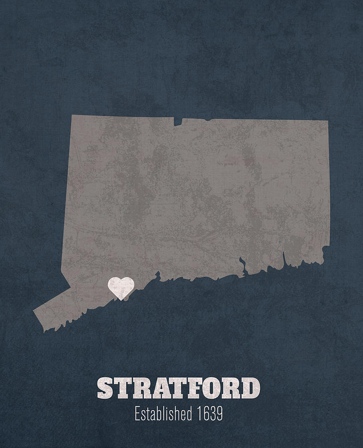 Stratford Connecticut City Map Founded 1639 University Of Connecticut Color Palette Mixed Media